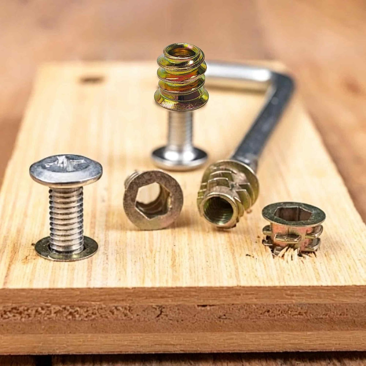 30PCS M4 x 10mm Threaded Inserts for Wood Hex Socket Drive Metal Nut Inserts Bolt Fastener Connector for Furniture Wooden Products DIY Models