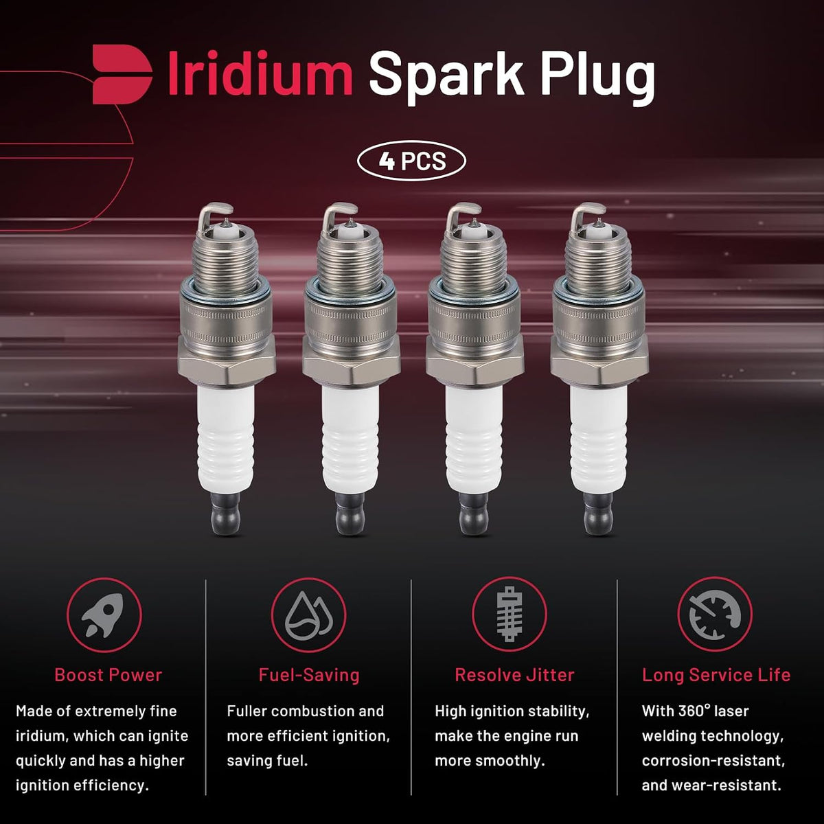 BDFHYK 4 Pack Iridium Spark Plugs Replacement for 4495 BPZ8HN10