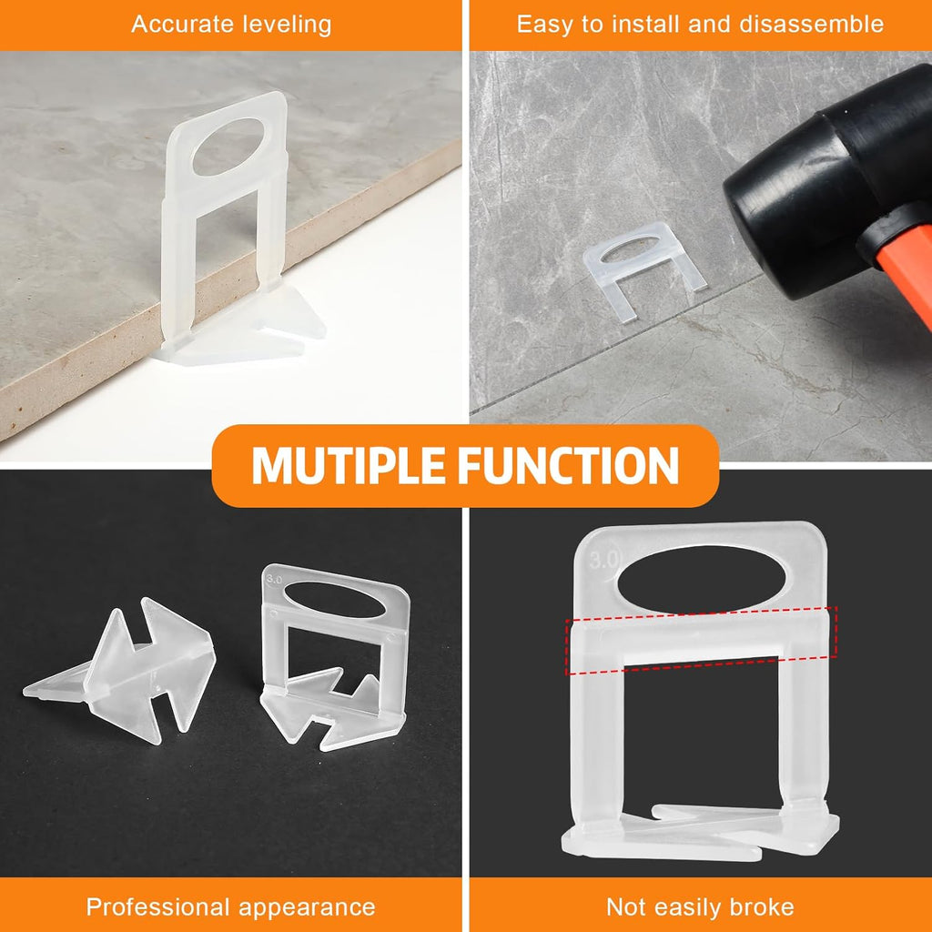 Tile Leveling System, 2000-Piece 1/8" Tile Spacers Clips Tile Tools | Tile Installation Tools for Ceramic Tile and