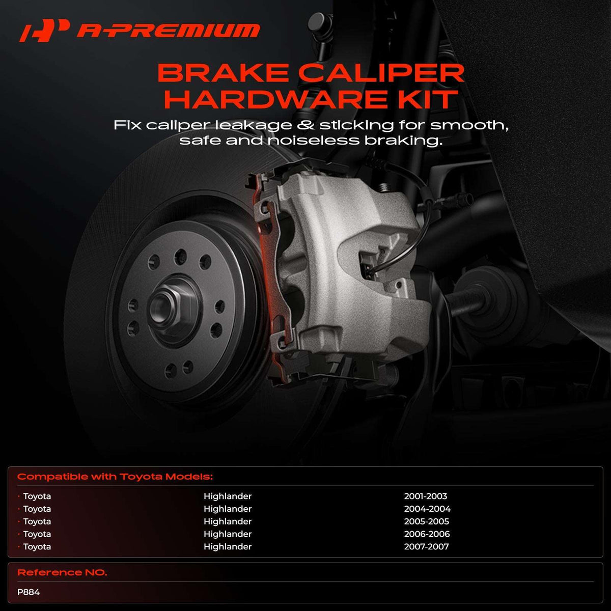 A-Premium Front Disc Brake Hardware Kit Compatible with Toyota Models