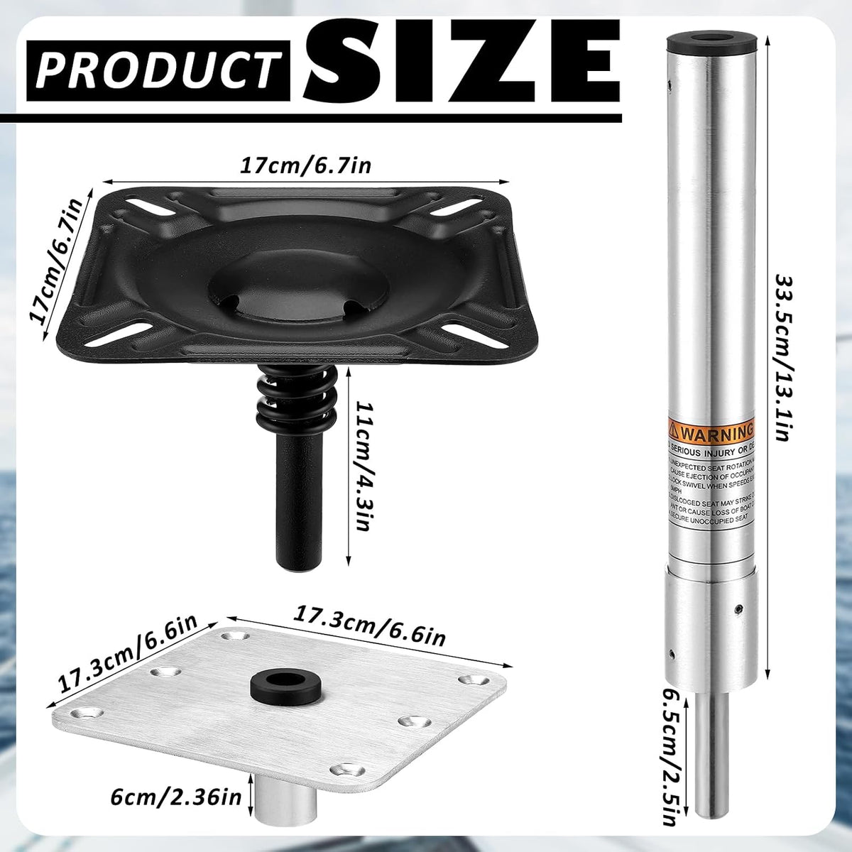 Boat Seat with Base Boat Chair with Stainless Steel Pedestal Mount, Marine-Grade Vinyl Exterior