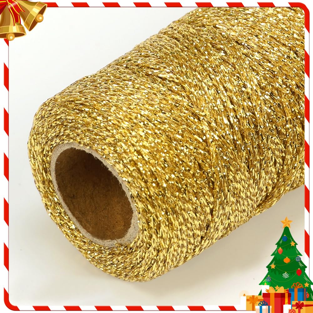 328ft 1mm Metallic Gold Twine for Gift Wrapping