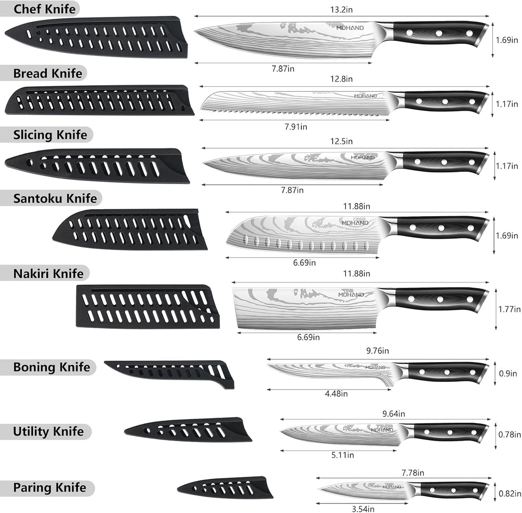 Chef Knife Set with Roll Bag, Sharp Professional Chef Knives Set