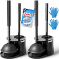 2Pack 2 in 1 Toilet Brush and Plunger Set, Extended Handle Plunger,Toilet Bowl Brush Plunger Set,Bathroom Cleaning