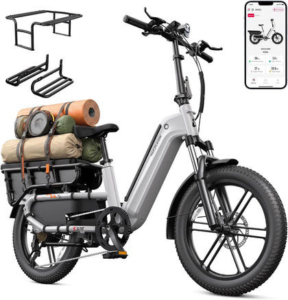 Bike for Adults, 1500W Peak Ebike, 48V 15AH Waterproof Removable Battery, 7 Speed, 30 MPH Max, 20" Electric Off-Road