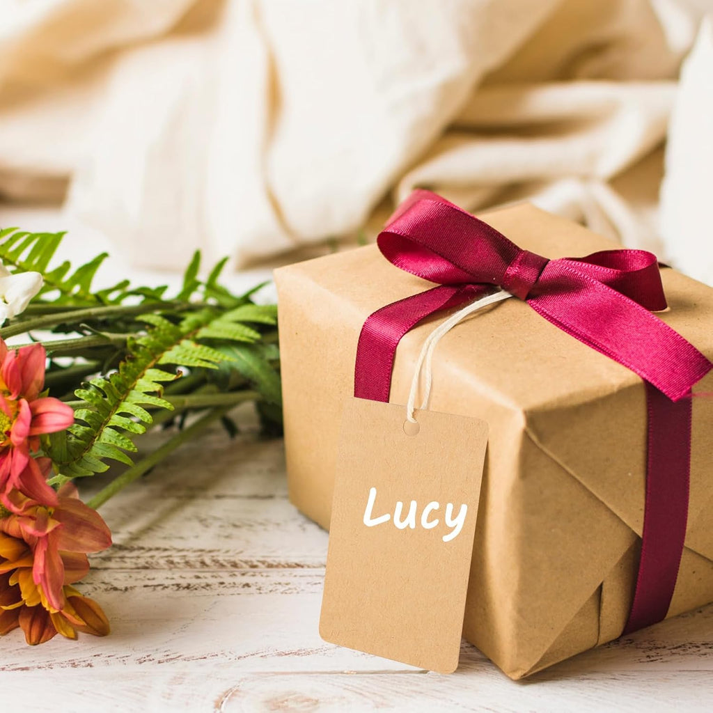 Gift Tags with String Attached, 100 Pcs 1.9"x3.1" Brown Sale Price Tag, Rectangular Blank Kraft Paper Bags Marking