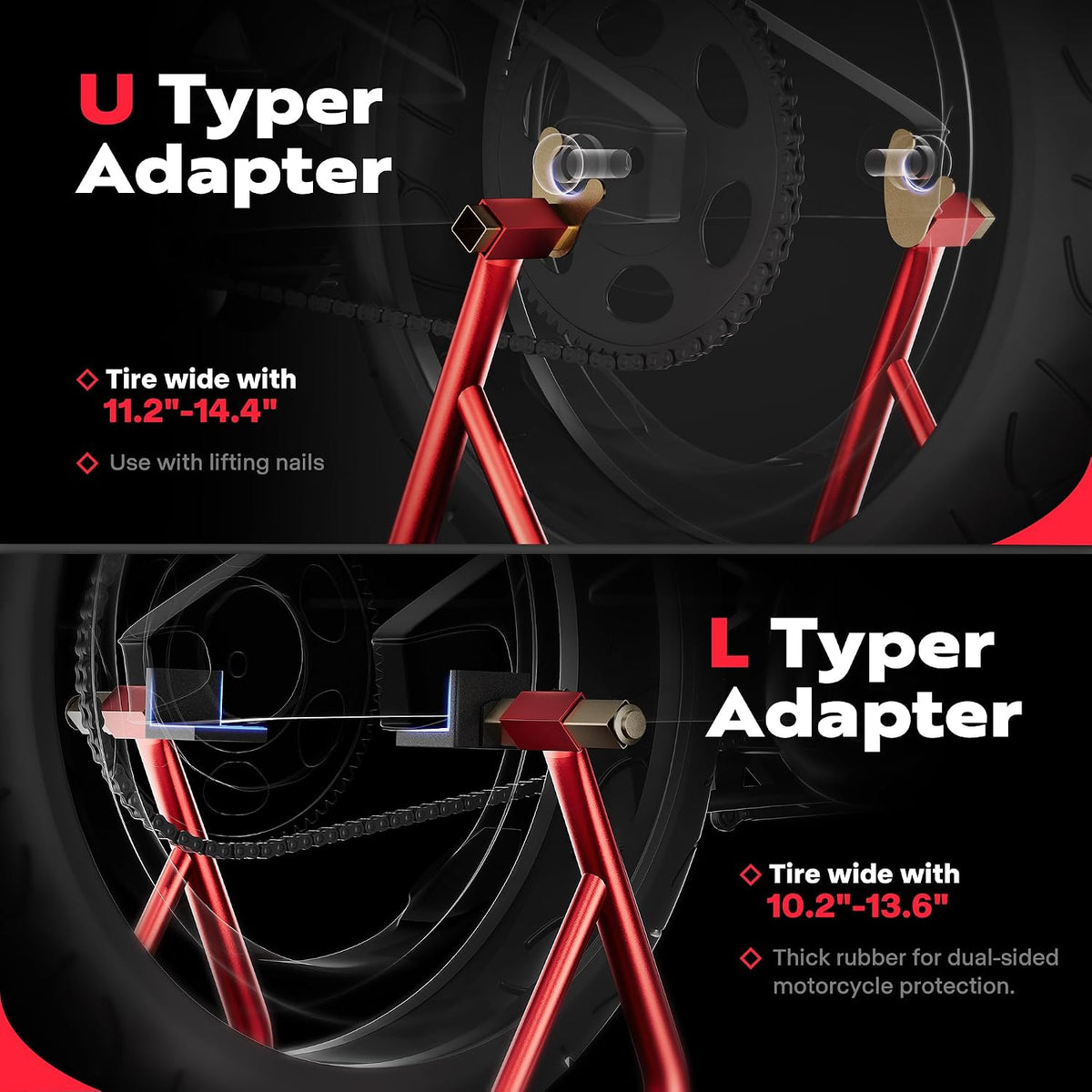 Motorcycle Stand 441 Lbs Capacity, Red