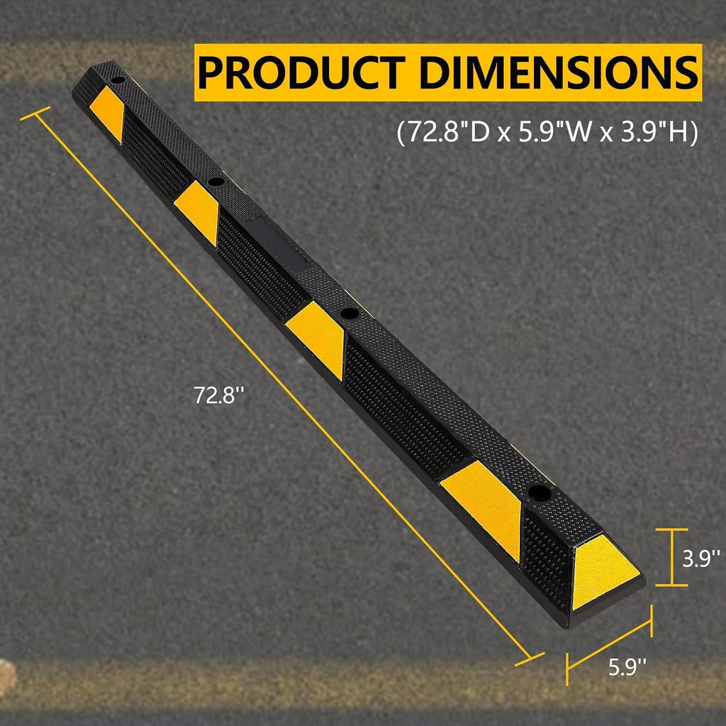 2 Pack 72" Heavy Duty Rubber Parking Curb, Garage Floor Wheel Stopper,55000 LBS Capacity Parking Stopper for Garage