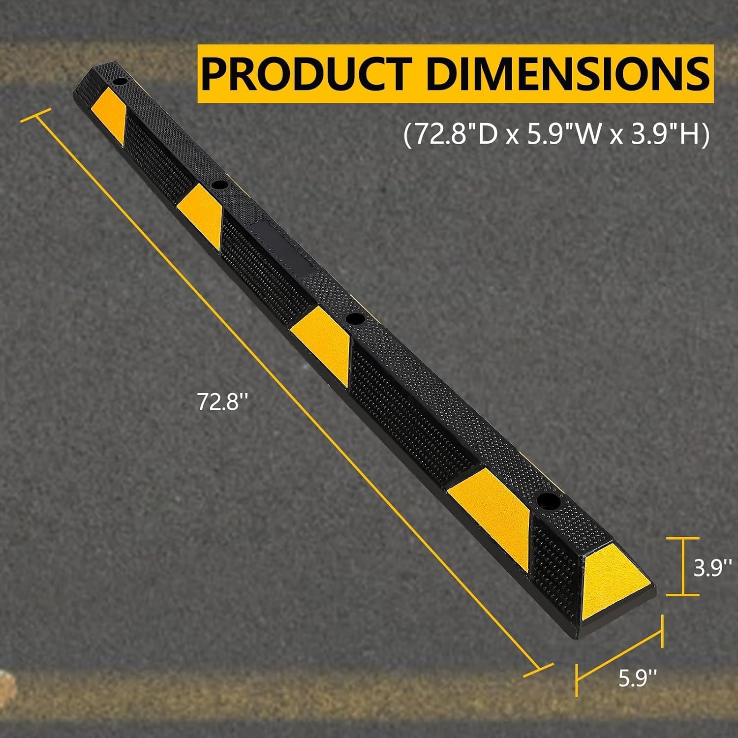 2 Pack 72" Heavy Duty Rubber Parking Curb, Garage Floor Wheel Stopper,55000 LBS Capacity Parking Stopper for Garage