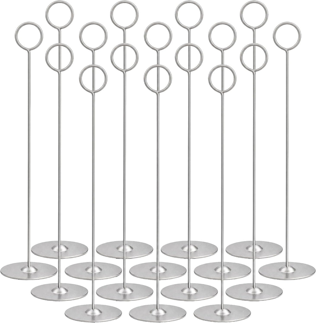12 Inch Matte Silver Steel Place Card Holder,16 Pack Table Number Holder