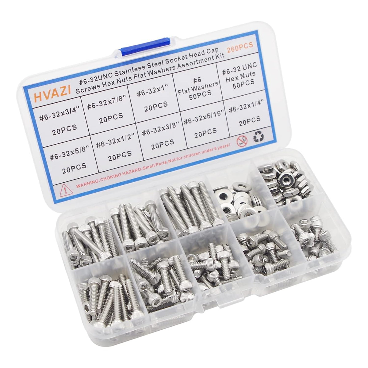 #6-32 UNC Stainless Steel Knurled Hex Socket Cap Screw Nut Washer Kit