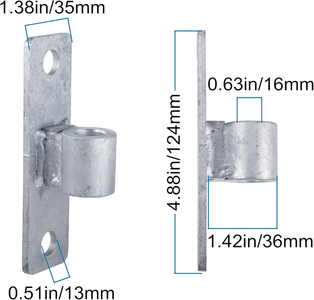 Gate Hinge Wall Mount Gate Hinge for 5/8'' Pin Chain Link Fence Post Hinge (2 Pcs)