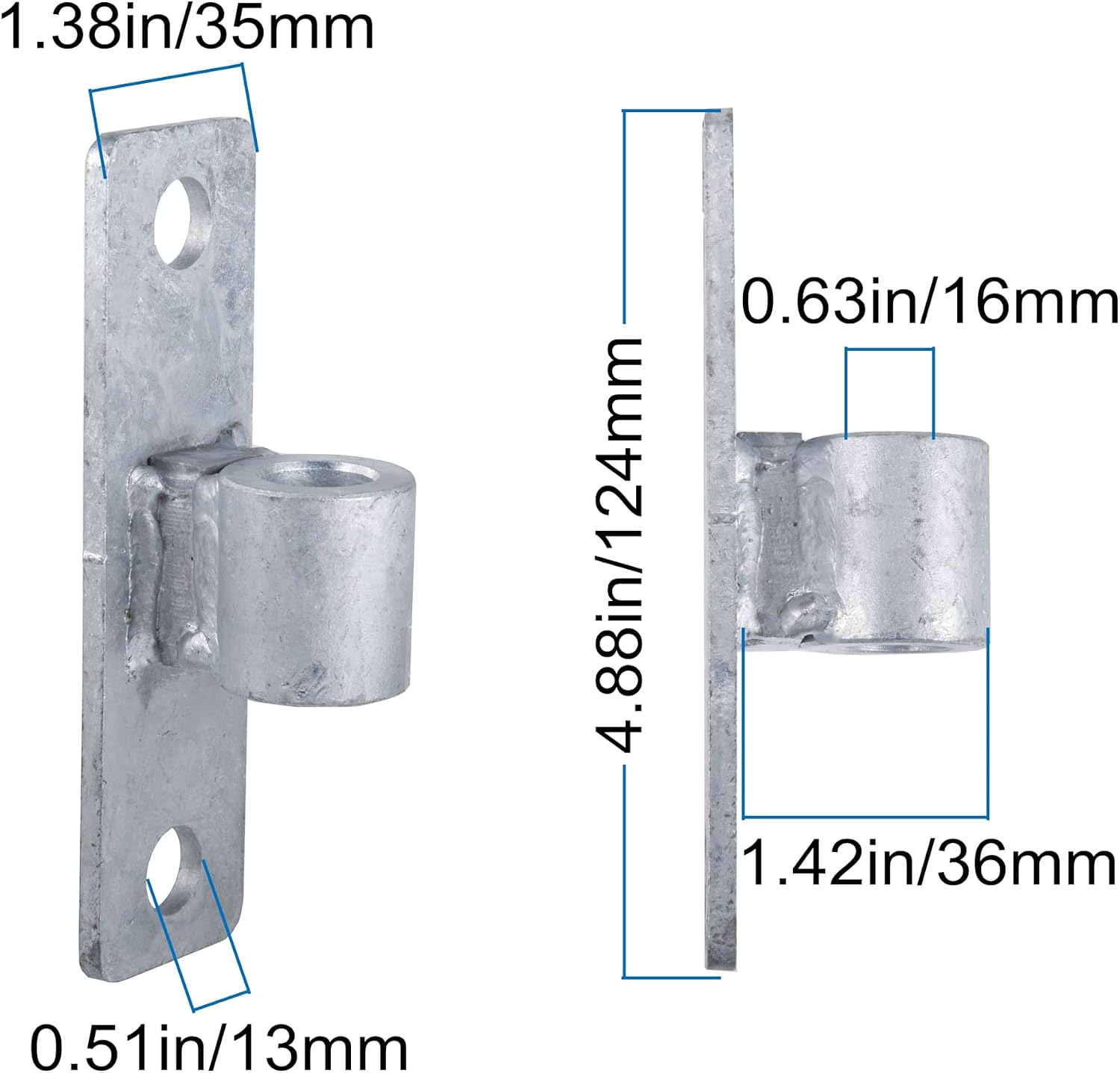 Gate Hinge Wall Mount Gate Hinge for 5/8'' Pin Chain Link Fence Post Hinge (2 Pcs)