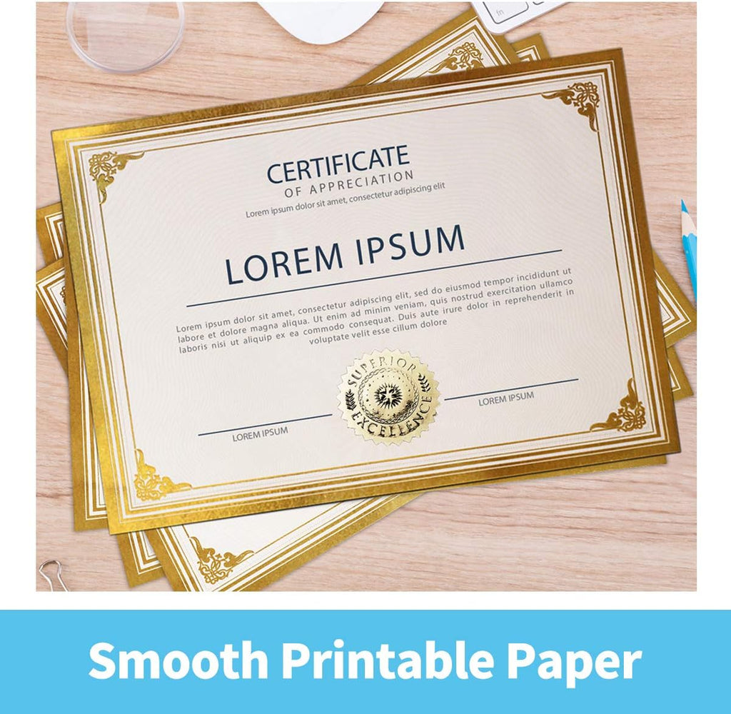 75pcs Certificate Kit, Includes 25pcs Black Certificate Holders & 25pcs Letter Size Certificate Papers & 25pcs Gold