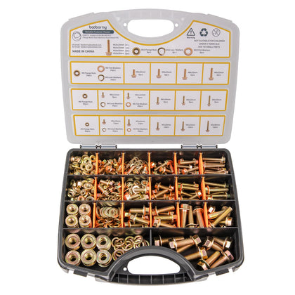 528Pcs Flange Metric Bolt Assortment – 8.8 Grade, M5, M6, M8, M10 Heavy Duty Hex Bolts and Nuts Kit, Yellow Zinc