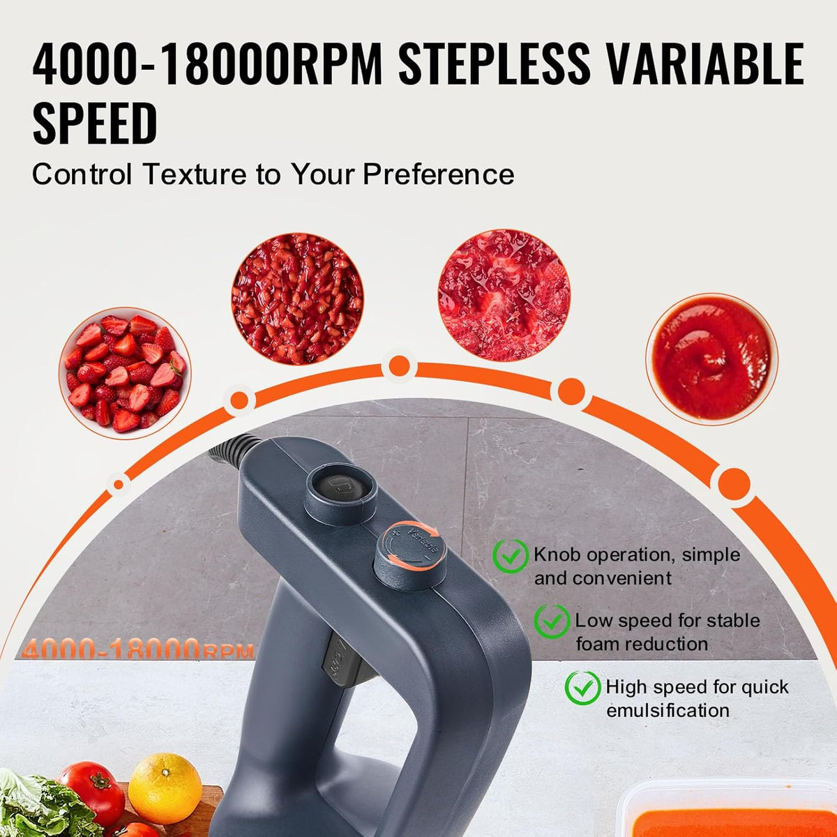 Commercial Immersion Blender, 500W Heavy Duty Hand Mixer, 16 inch Stepless Variable Speed Mixer with Stainless Steel