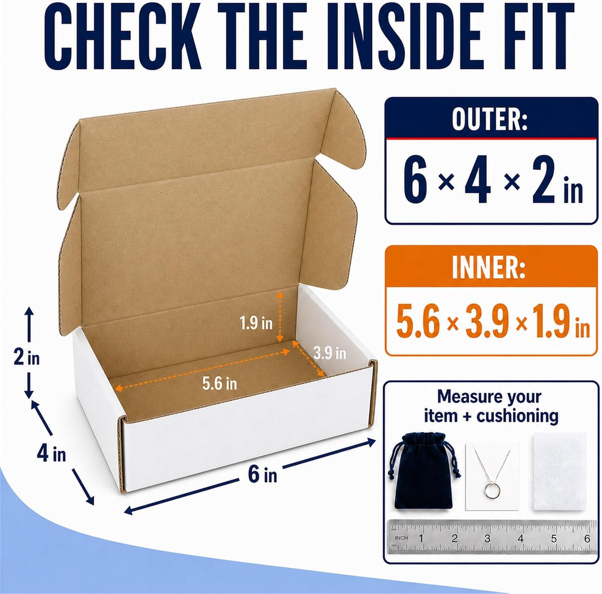 6x4x2 Shipping Boxes 50 Pack, Small Corrugated Cardboard Boxes for Mailing & Shipping, Self Locking Quick Fold Mailer