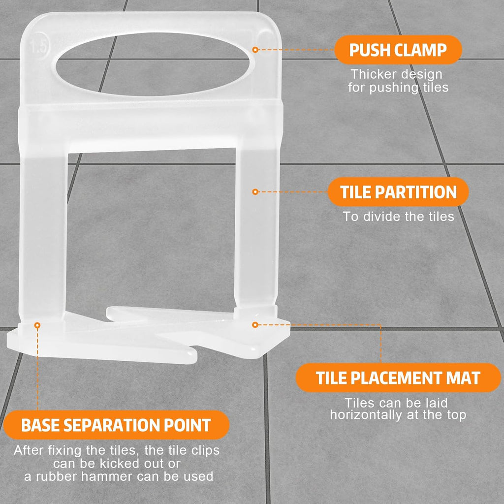 Tile Leveling System, 2000-Piece 1/16" Tile Spacers Clips Tile Tools