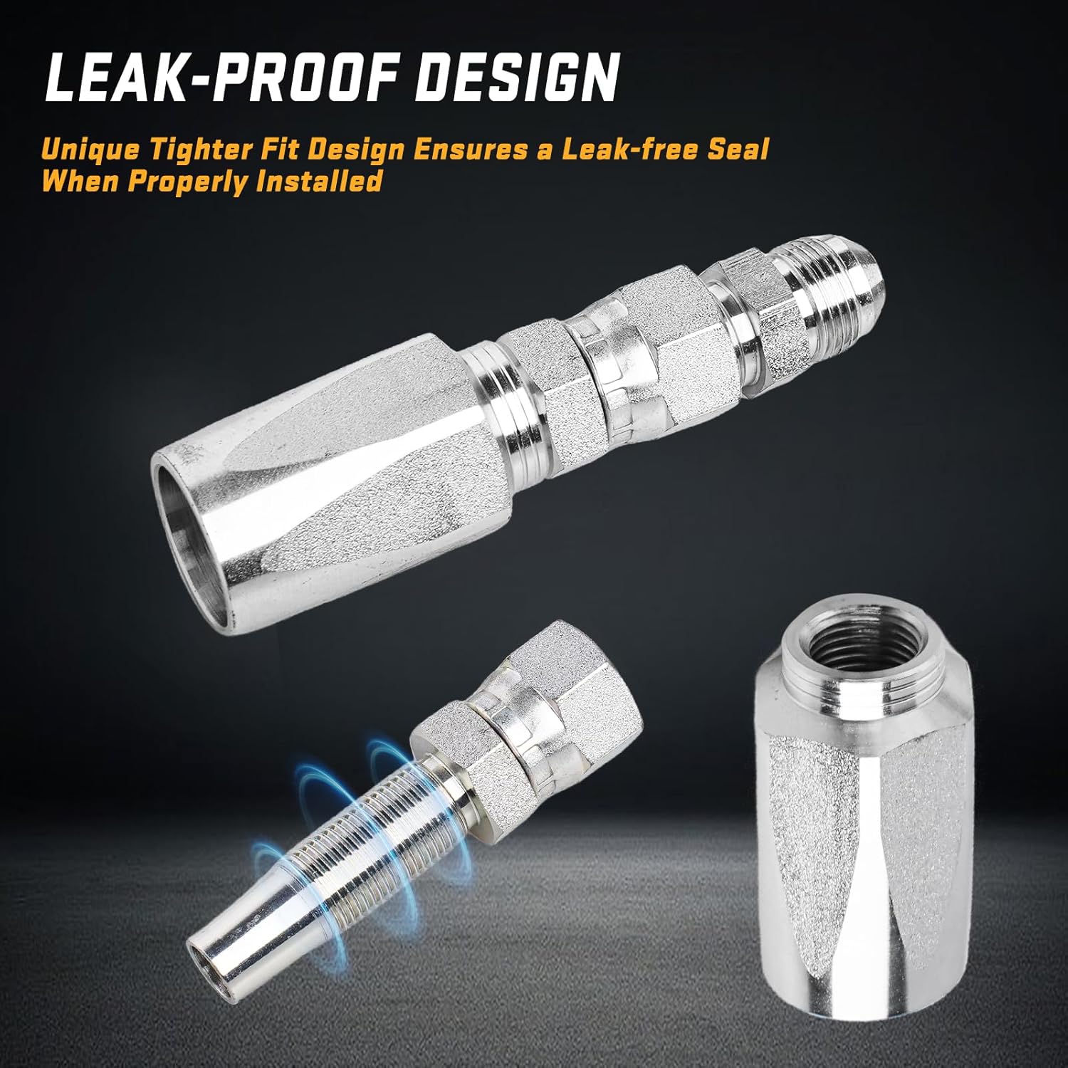3/8'' Reusable Hydraulic Fittings, Size #06 Hydraulic Hose Repair Kit 4300psi（2PCS）