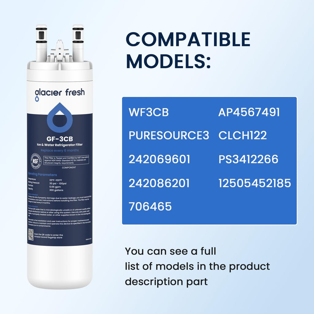 WF3CB Refrigerator Water Filter Replacement Pack of 3
