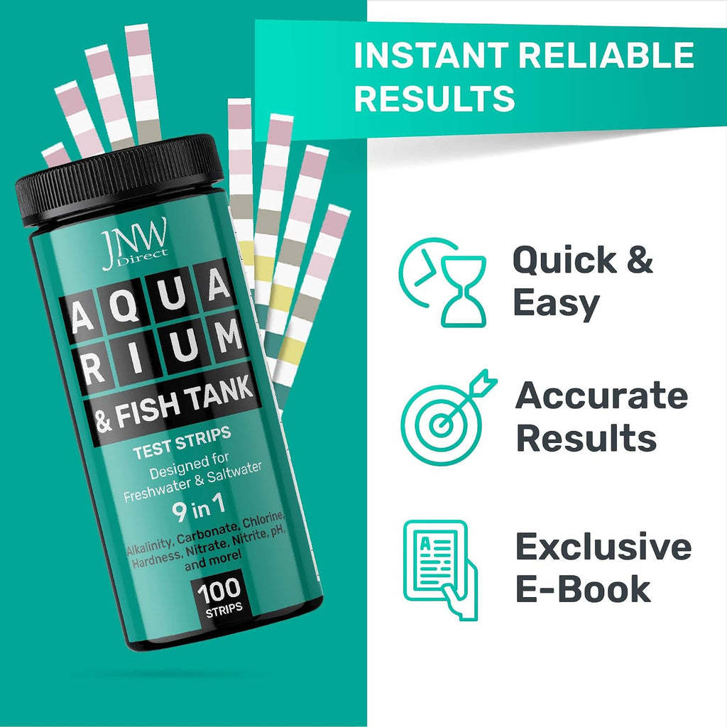Aquarium Test Strips - 9-in-1 Aquarium Test Kit with eBook - Aquarium Water Test Kit with Quick and Accurate Fish