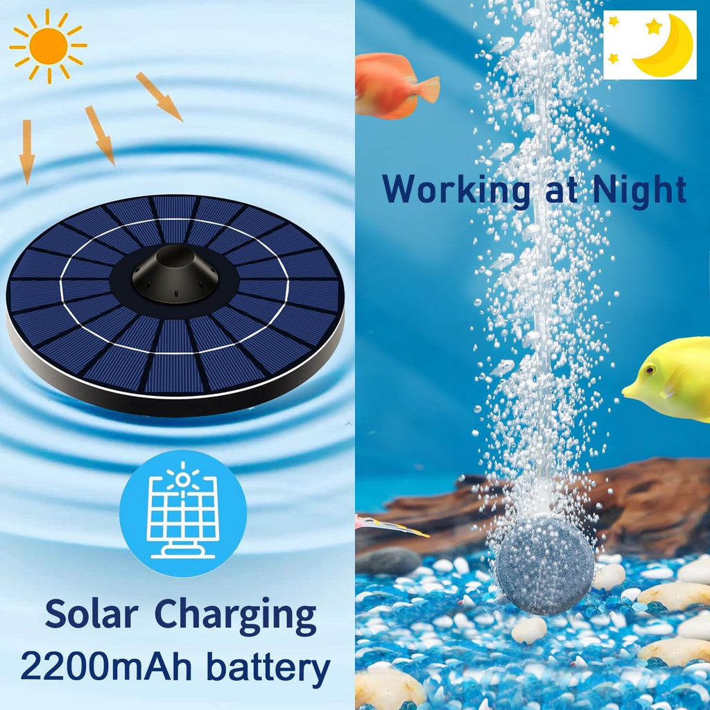 2.5W Floating Solar Air Pump Battery with Air Hoses and Bubble Stone Pond Aerator Bubble Oxygenator