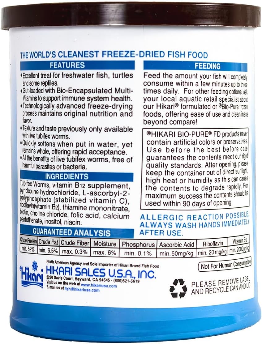 Bio-Pure Freeze-Dried Tubifex Worms, FD Treats for Tropical Fish, 0.18 oz (12g)
