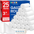 25 Pack Gauze Rolls Bandages, 3 in x 4.1 Yards, Premium Medical Supplies & First Aid Supplies, Bandage Wrap Vet Wrap