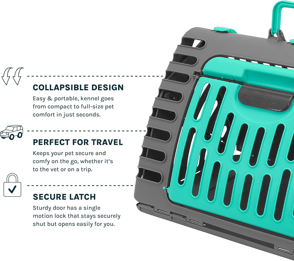 SportPet X-Large Hard-Sided Travel Cat Carrier - Cat Carrier with Patented Wide Side-Opening Door, Foldable Portable