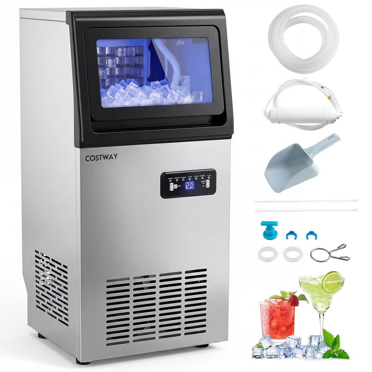 Commercial Ice Maker Machine 110LBS/24H, 36 Cubes in 13 Mins