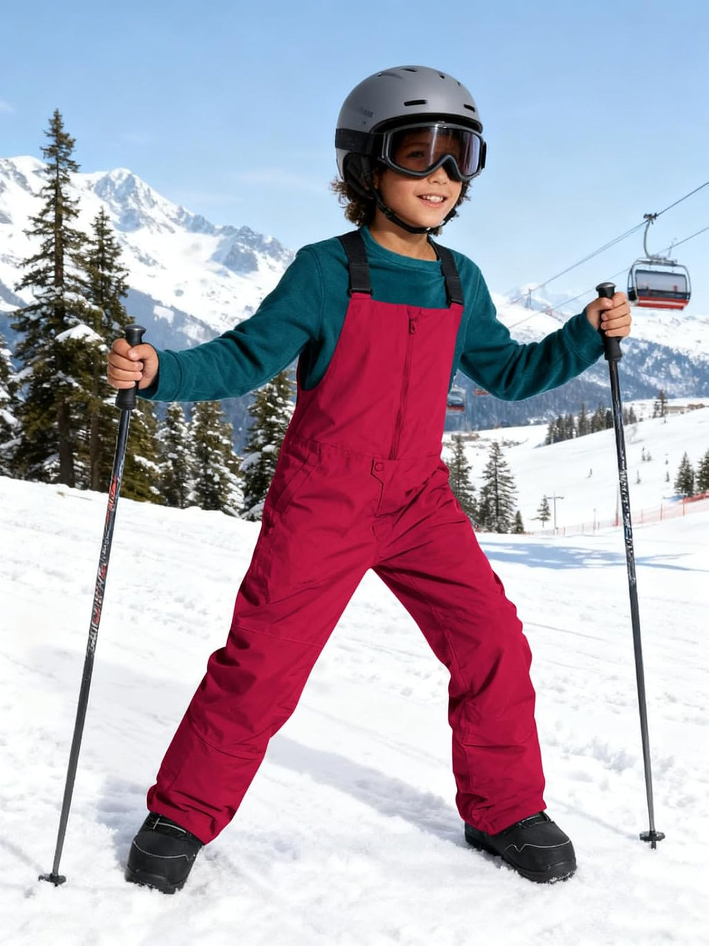 Boys Snow Bibs Kids Ski Pants 5-14 Years | Waterproof, Insulated, Snowboard, Winter Overalls