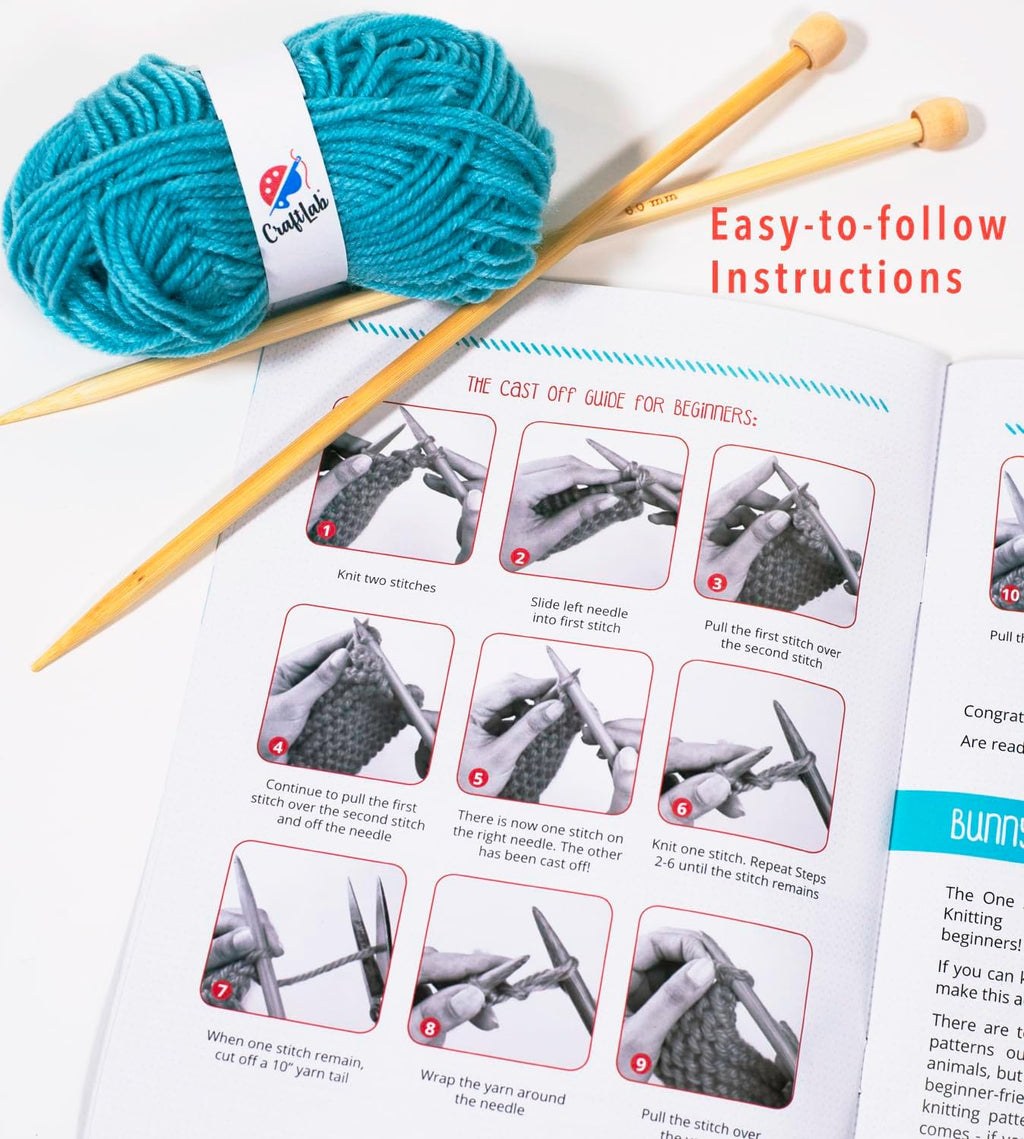 Knitting Kit - Beginner Knitting Supplies with Wool Yarn, Needles, Instructions, DIY Gift