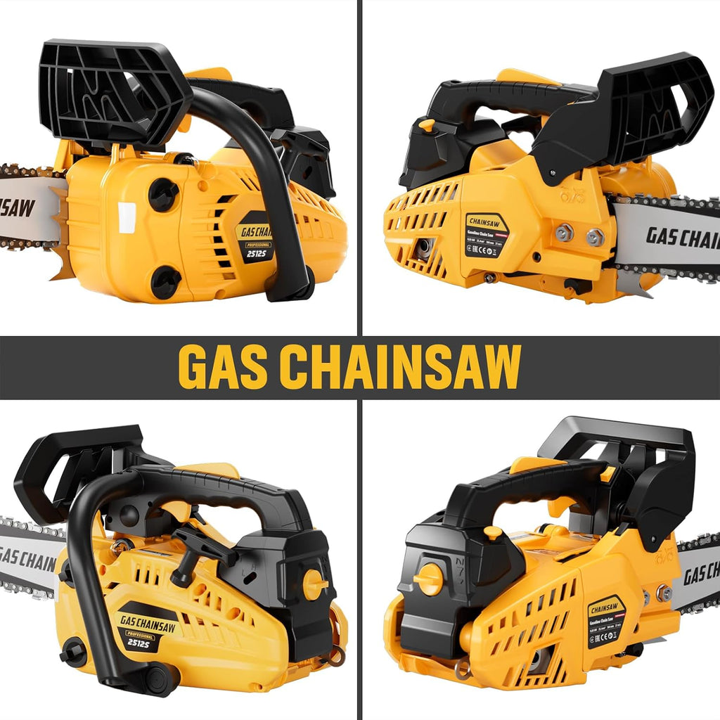 25CC Gas Chainsaw 2-Stroke Gasoline Top Handle Chainsaws 12-Inch Handheld Cordless Chain Saw with Kit for Cutting