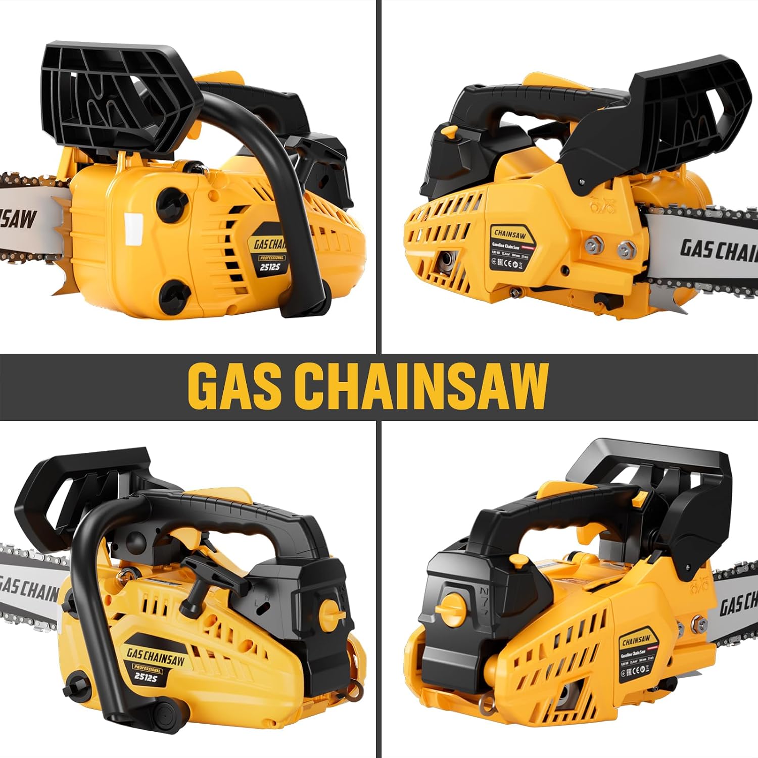 25CC Gas Chainsaw 2-Stroke Gasoline Top Handle Chainsaws 12-Inch Handheld Cordless Chain Saw with Kit for Cutting