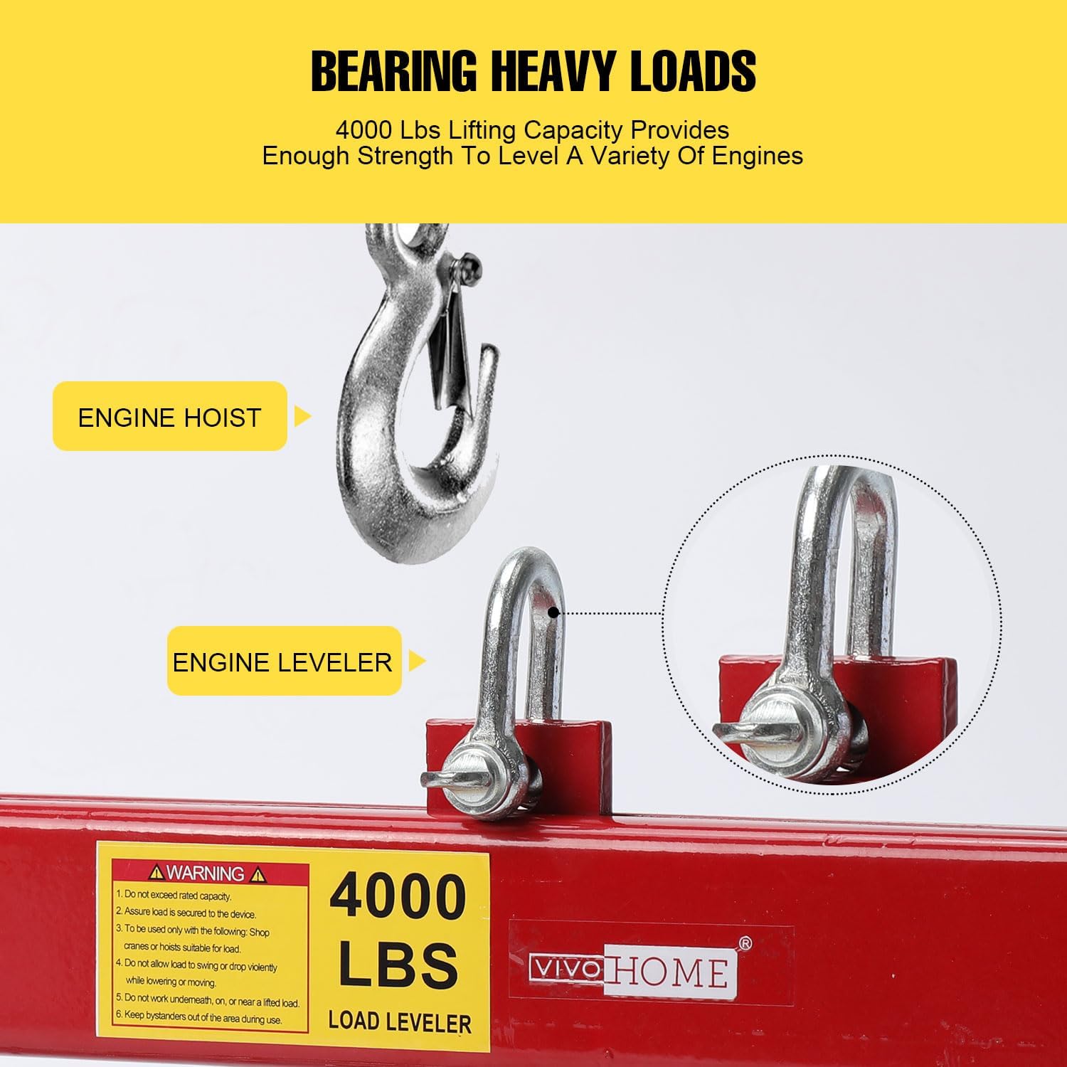 Engine Load Leveler 2 Ton Engine Hoist Load Leveler 4000lbs Heavy Duty Steel Engine Hoist Shop Cran Cherry Picker