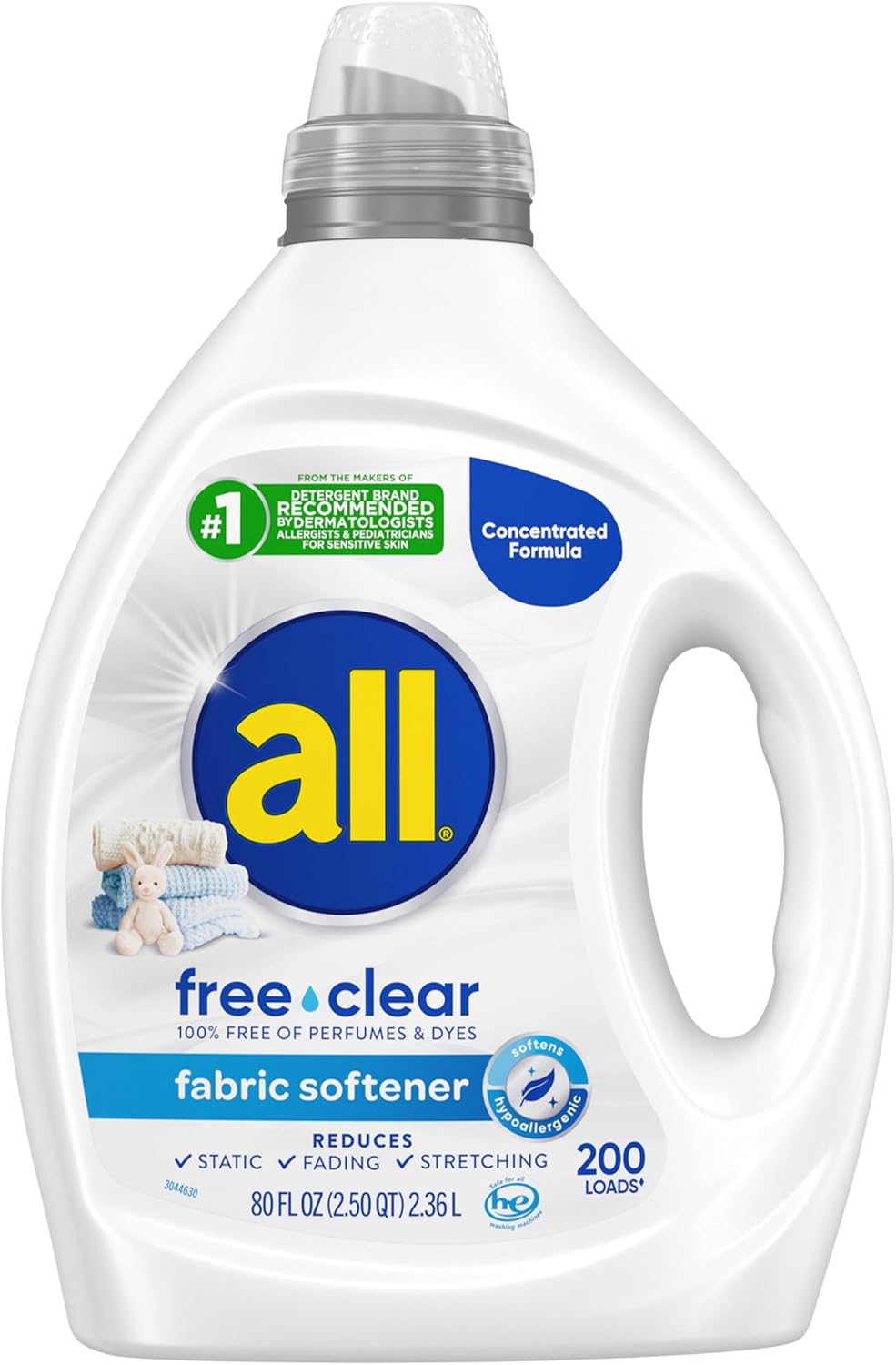 Free Clear Liquid Fabric Softener for Sensitive Skin, 80 Oz, 200 Loads