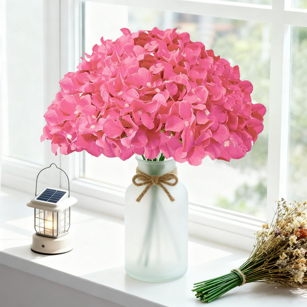 65Pcs Fuchsia Hydrangea Artificial Flowers Bulk for Home Decor