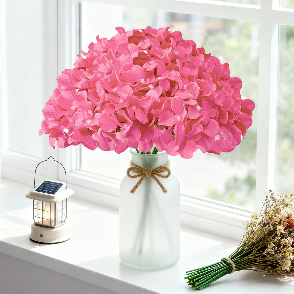 65Pcs Fuchsia Hydrangea Artificial Flowers Bulk for Home Decor