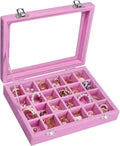 Velvet Jewelry Box 24 Grid Jewelry Ring Display Organiser Box Tray Holder Earrings Storage Case for Girls Wife Mom