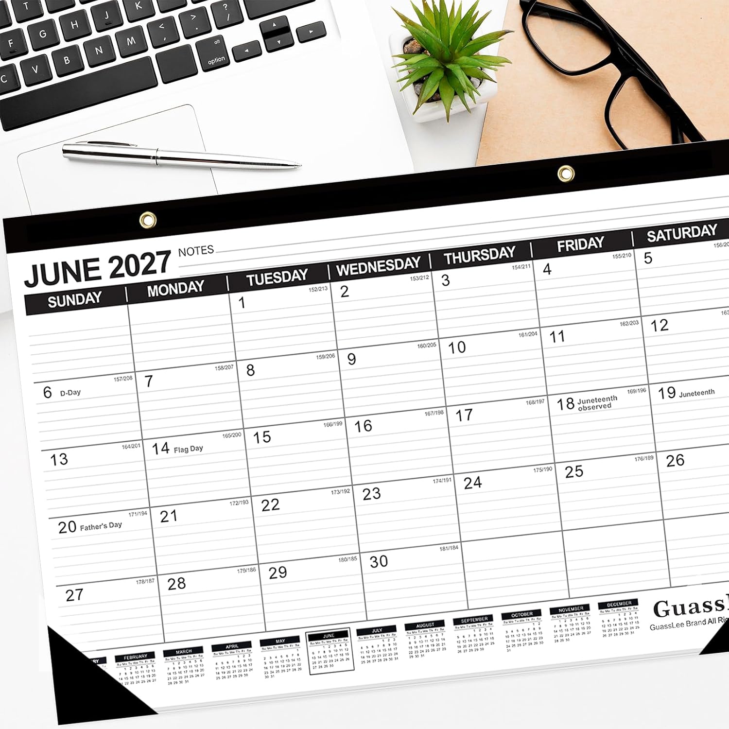 Desk Calendar 2026-2027 - 19 Months Academic Calendar 17" × 11.5" Desktop Calendar from Jun. 2026 to Dec. 2027 with