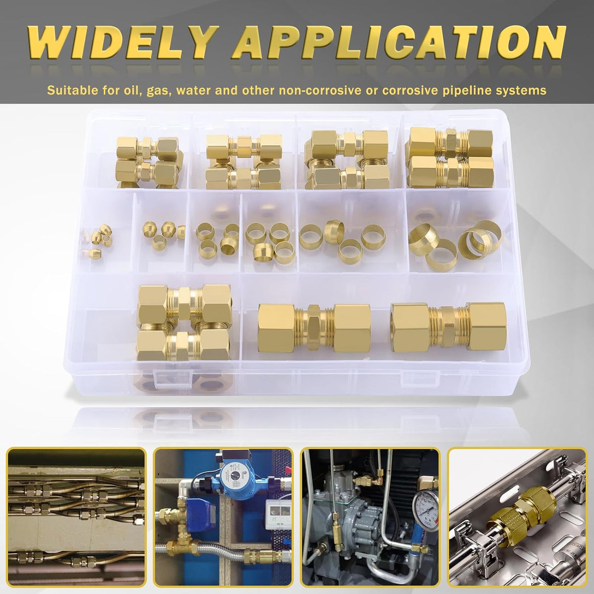 46pcs Brass Compression Tube Pipe Fittings Assortment Kit