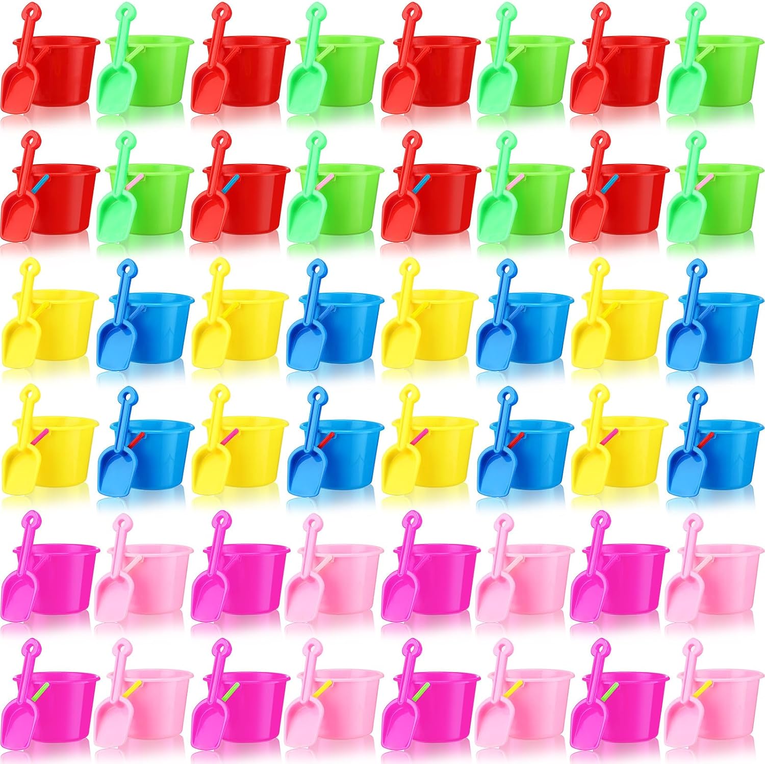 96 Pcs Beach Sand Buckets and Shovels 6.1'' Beach Bucket with Shovel Bulk Pails and Shovel Set Beaches Sand Toy Kit