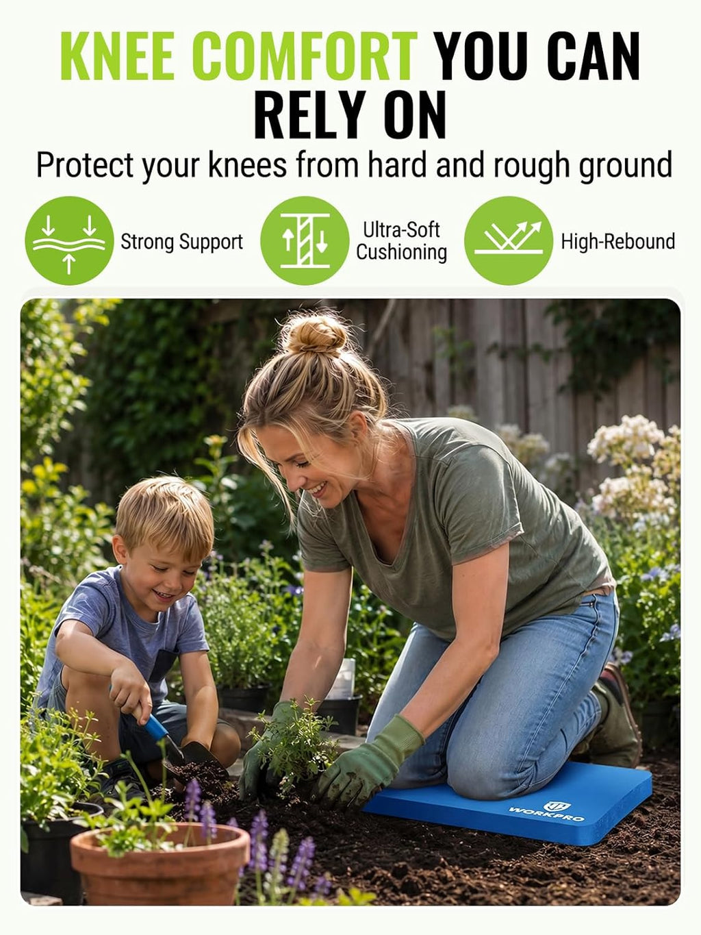 Extra Thick NBR Kneeling Pad, 17.5 x 11 x 1.5 in, Blue | Soft NBR Foam Cushioning, Large Foam Kneeler Mat