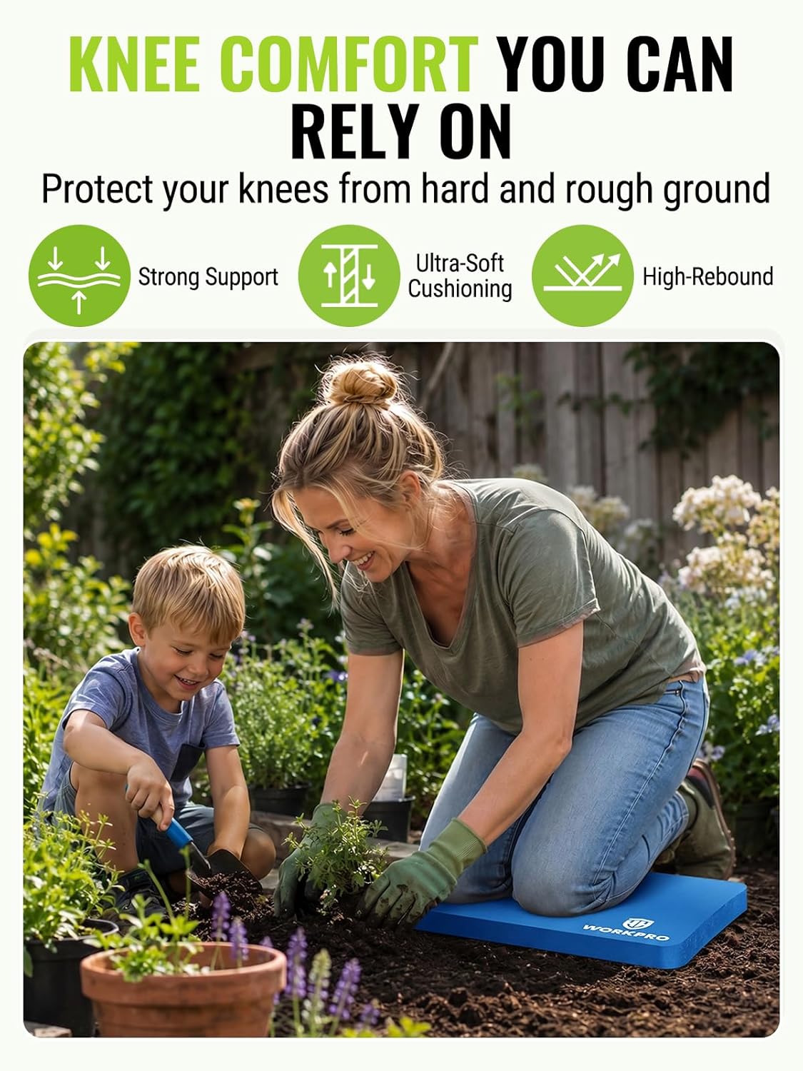 Extra Thick NBR Kneeling Pad, 17.5 x 11 x 1.5 in, Blue | Soft NBR Foam Cushioning, Large Foam Kneeler Mat
