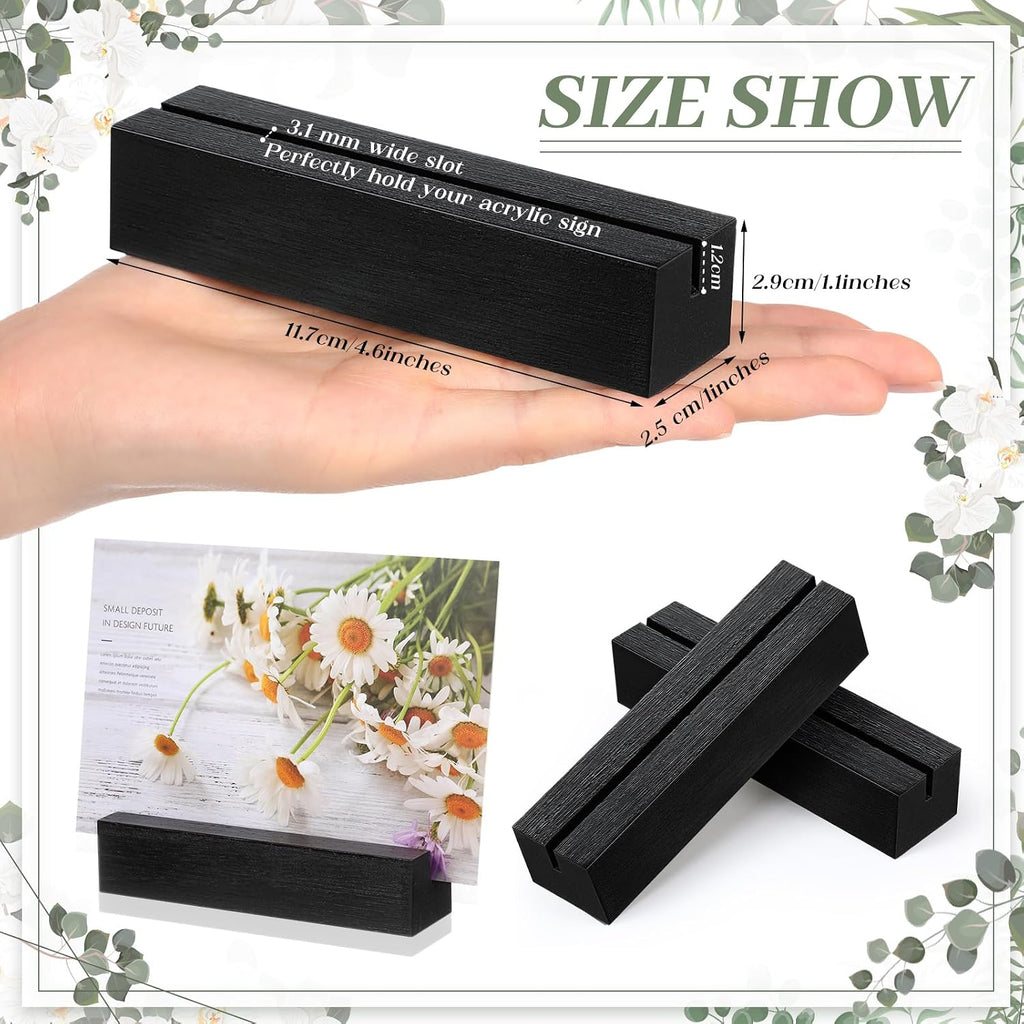 12 Pcs Wood Card Holders,Acrylic,Black,4.6x1.1x1 Inch | Guitar Shaped Stands for Table Numbers, Wedding Party