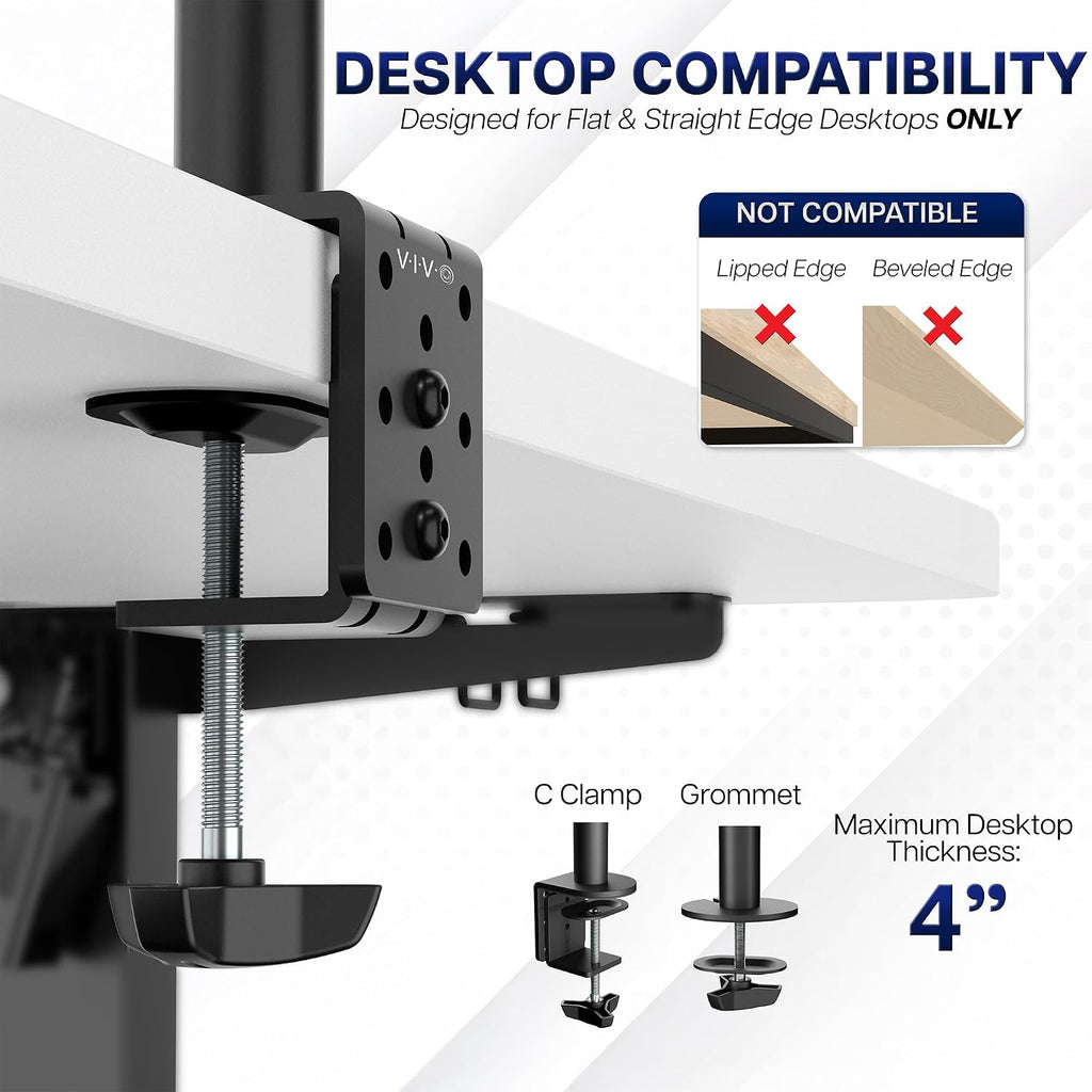 Extra Tall Single Monitor Desk Mount, 39 inch Pole VESA Stand for 13 to 32 inch Screens and up to 38 inch Ultrawides