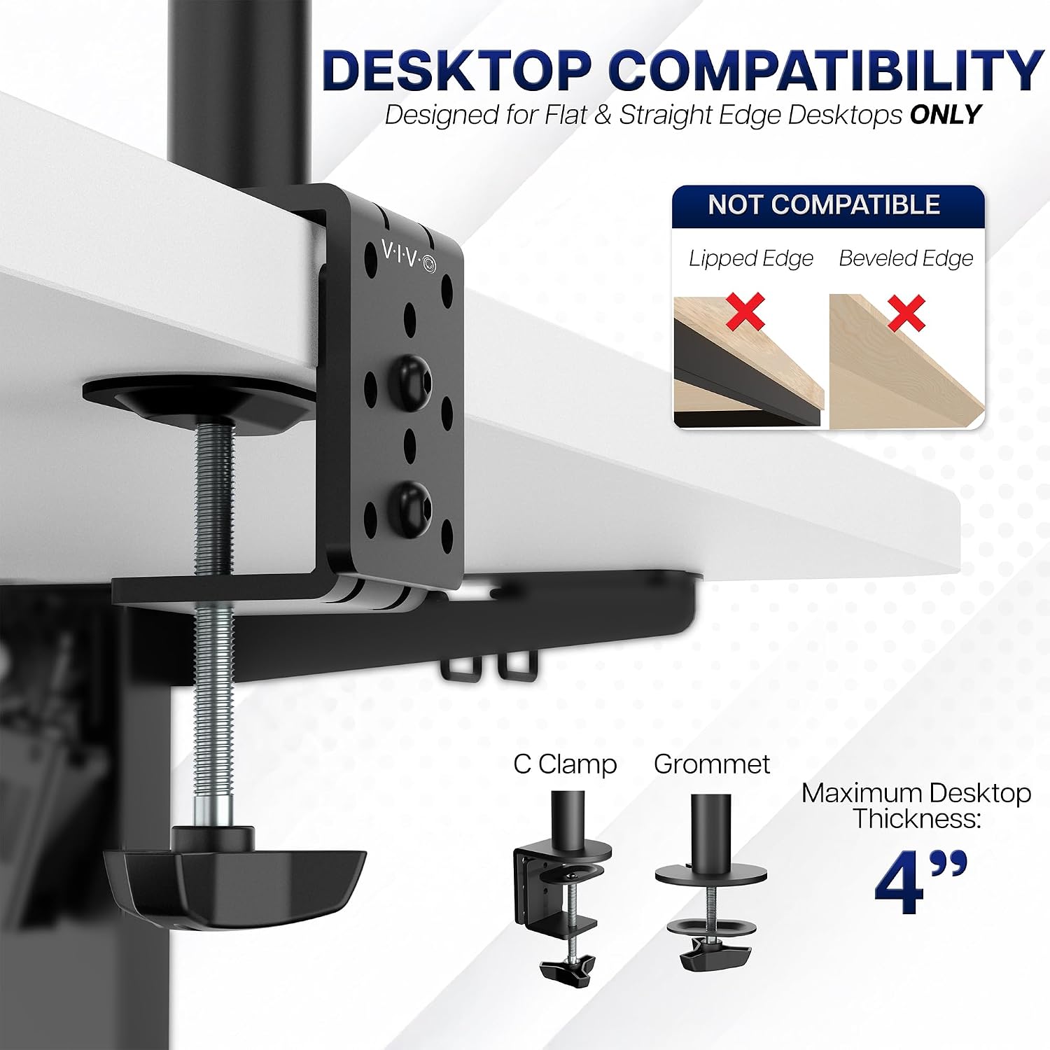 Extra Tall Single Monitor Desk Mount, 39 inch Pole VESA Stand for 13 to 32 inch Screens and up to 38 inch Ultrawides