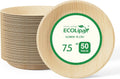 7.5 Inch Disposable Compostable Plate Like Bamboo Plate, 50 Pack