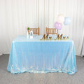 Aqua Tablecloth Rectangle 50X72 Inch Sequin Fabric Tablecloth Iridescent Aqua Sequin Tablecloth Overlay Glitter Table