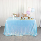 Aqua Tablecloth Rectangle 50X72 Inch Sequin Fabric Tablecloth Iridescent Aqua Sequin Tablecloth Overlay Glitter Table